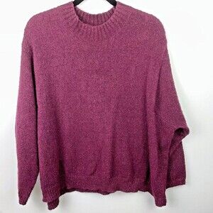 ABOUND Oversized Burgundy Sweater Long Sleeve Pullover Crewneck Vents Women's M
